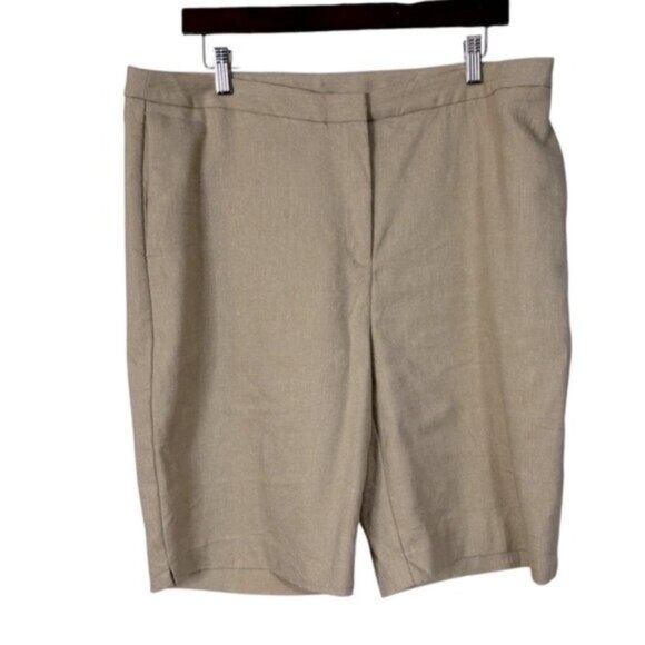 Chico’s Women’s 14 Bermuda Shorts Tan Gold Fleck Zipper Pockets Vacation Summer - Picture 1 of 7